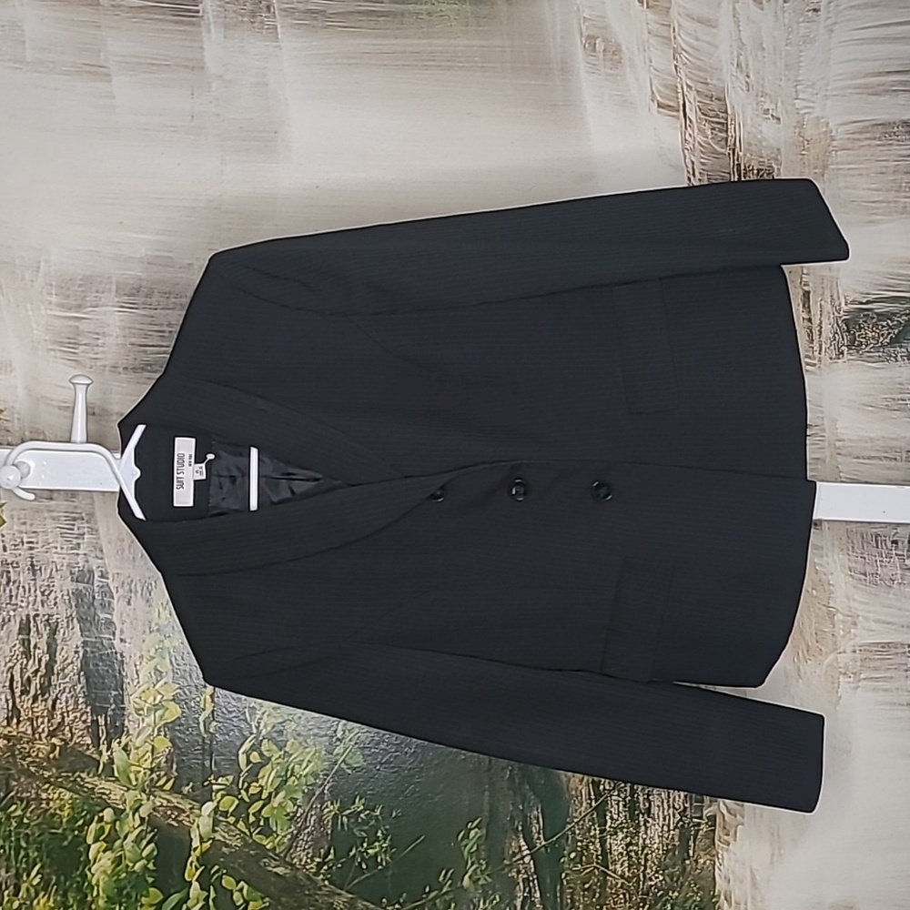 Suit Studio Womens 6 professional office suit jacket black classic pinstripe